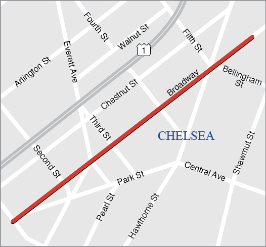 Chelsea: Targeted Safety Improvements and Related Work on Broadway, from Williams Street to City Hall Avenue